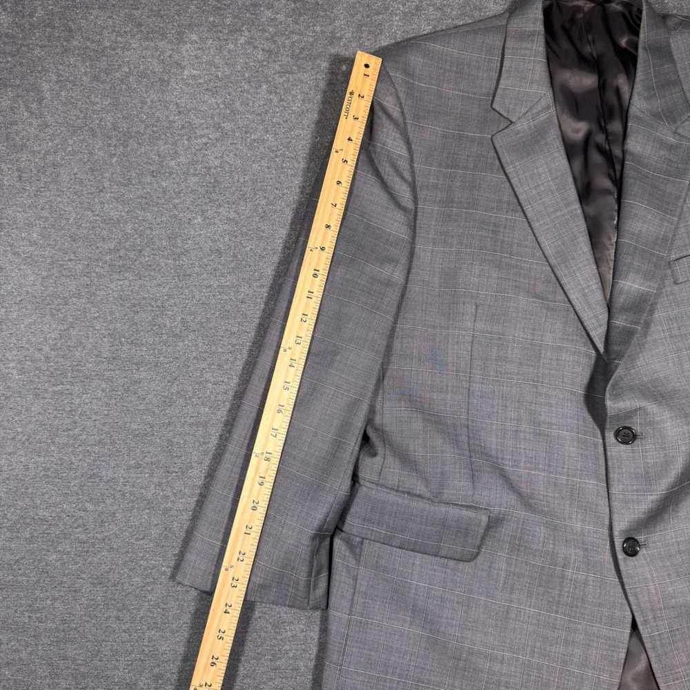 Jos. A. Bank Suit Jacket Blazer Mens 48R Gray Windowpane 100% Wool‎ 2 Button